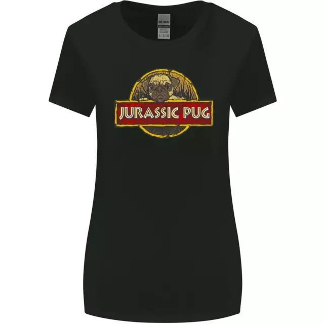 T-shirt donna taglio più largo Jurassic Pug Funny Dog Movie