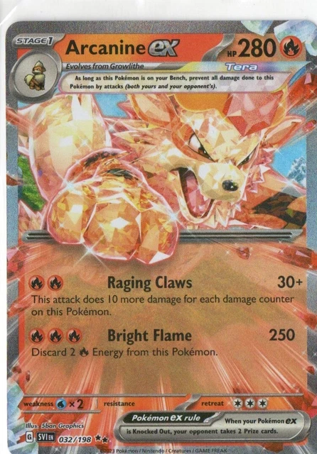 Pokémon TCG Arcanine ex Scarlet & Violet Base Set 032/198 Holo Double Rare