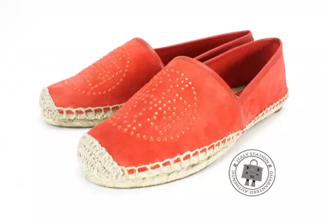 NEW Tory Burch 22158551 Kirby Suede Mini Studs Orange 7.5 Shoes AUTHENTIC NWT