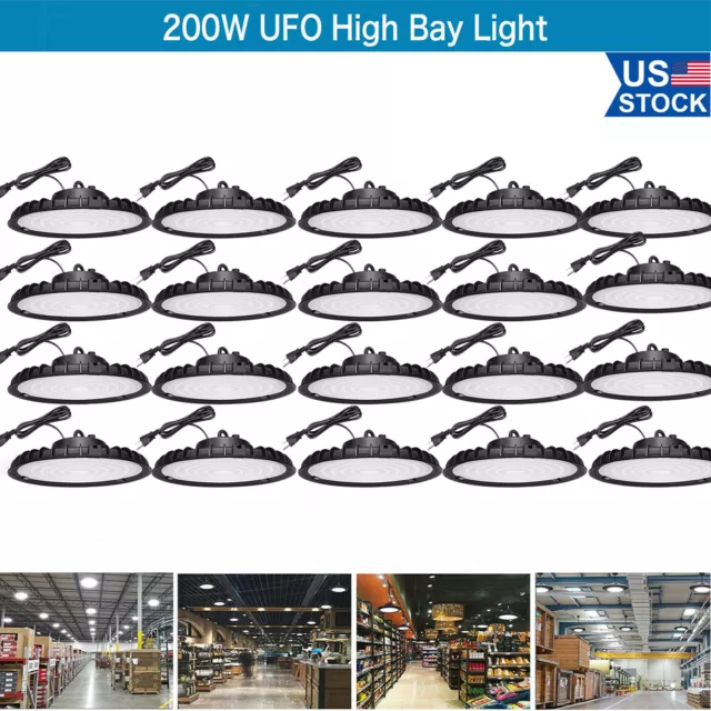 20Pack 200W Led UFO High Bay Light Commercial Factory Gym Warehouse Garage Light