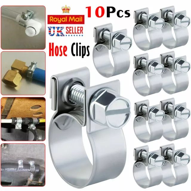 10 X Mini Hose Jubilee HOSE Clip Clamp Fuel Line Diesel Petrol Pipe Clamps Clips