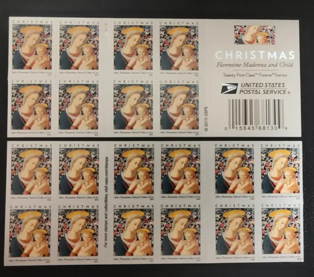 Scott #5143b FLORENTINE MADONNA AND CHILD Booklet of 20 Forever Christmas Stamps
