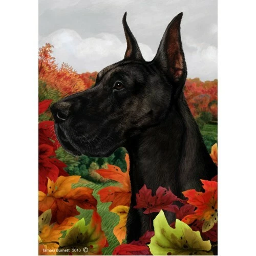 Fall House Flag - Black Great Dane 13150