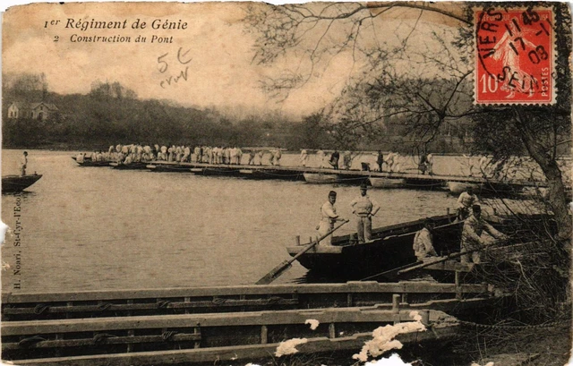 CPA AK Militaire - 1er Regiment de Génie - Construction du Pont (698596)