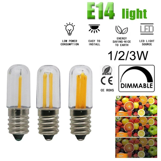 Mini Dimmbar E14 E12 LED Kühlschrank Gefrierschrank Filament COB Glühbirne 2W-4W