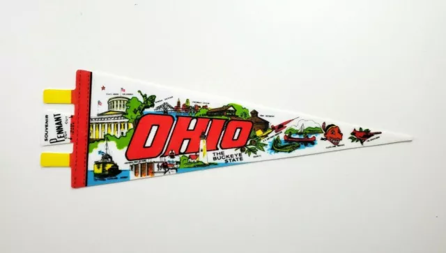 Ohio OH Buckeye Football MLB Cleveland Indians Souvenir Pennant Flag Vtg Tourist
