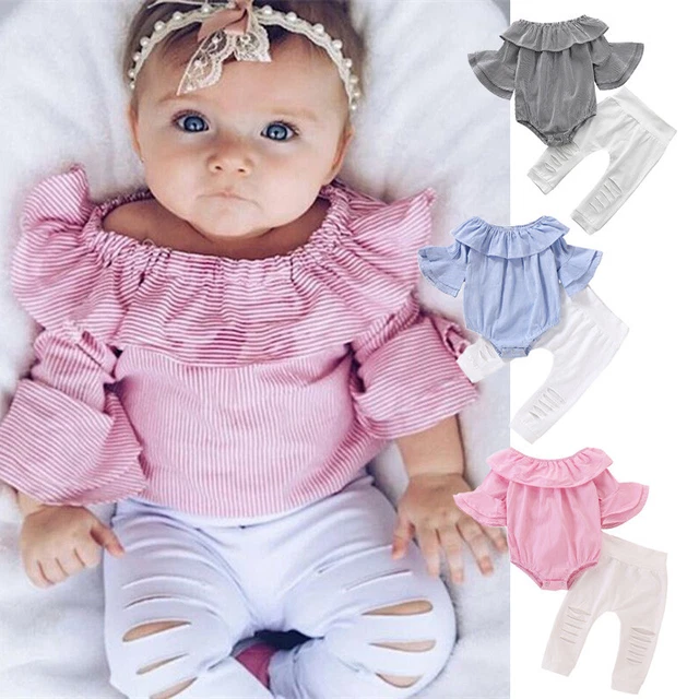 Top con maniche arricciate per bambini bambine + pantaloni leggings abiti set vestiti