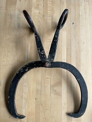 Vintage Ice Block Tongs Large Double handle Wrought Iron hay bale farm tool