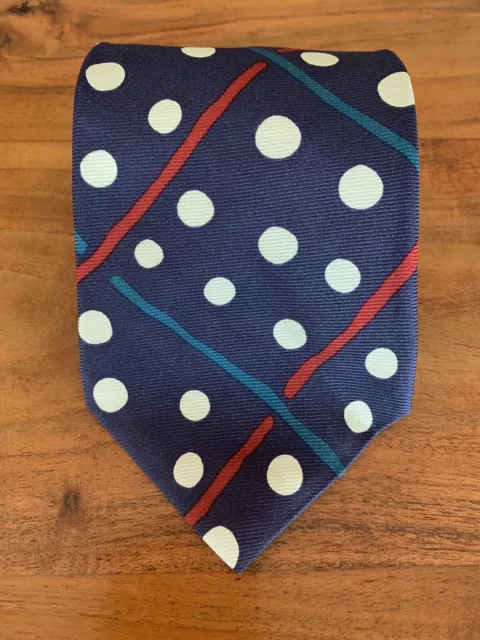 PERRY ELLIS 100% Silk Vintage Unique Artistic Colorful Polka Dot Tie ...