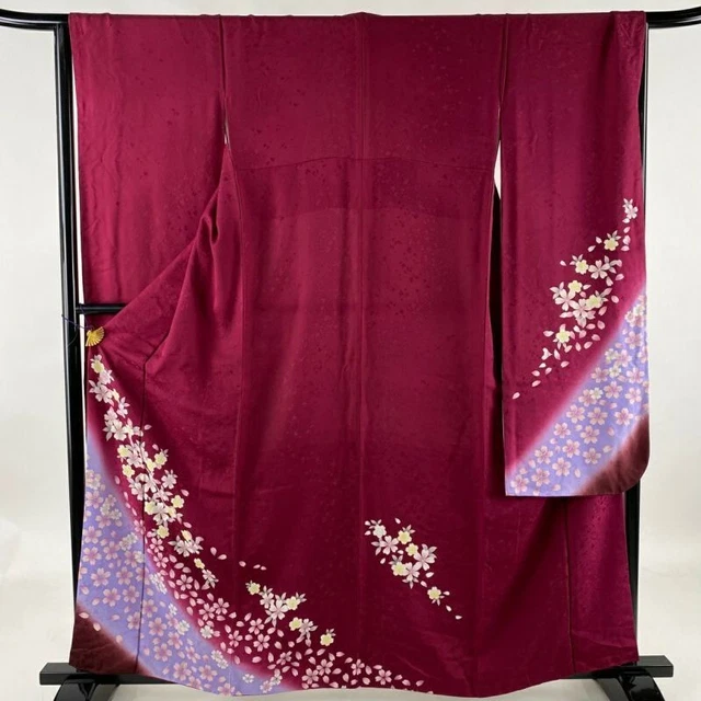 Japanese Kimono Furisode Pure Silk Cherry Blossoms Cherry Blossom Petals Blur