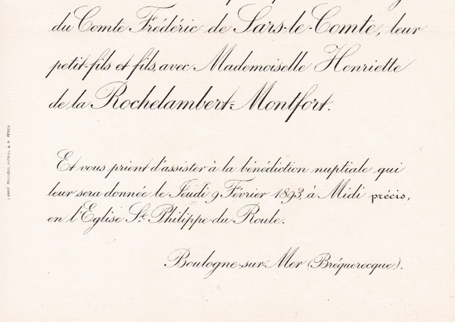 Frédéric Le Maire De Sars-Le-Comte 1893 Françoise De La Rochelambert-Montfort 3
