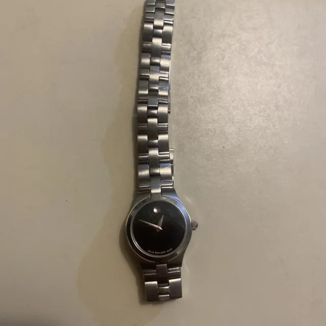 Movado 2100004 Museum Women Wrist Watch - Black. Will Need Battery.