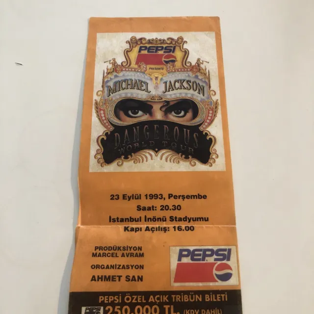 MICHAEL JACKSON Turkish 1993 Istanbul Dangerous Tour Concert Ticket
