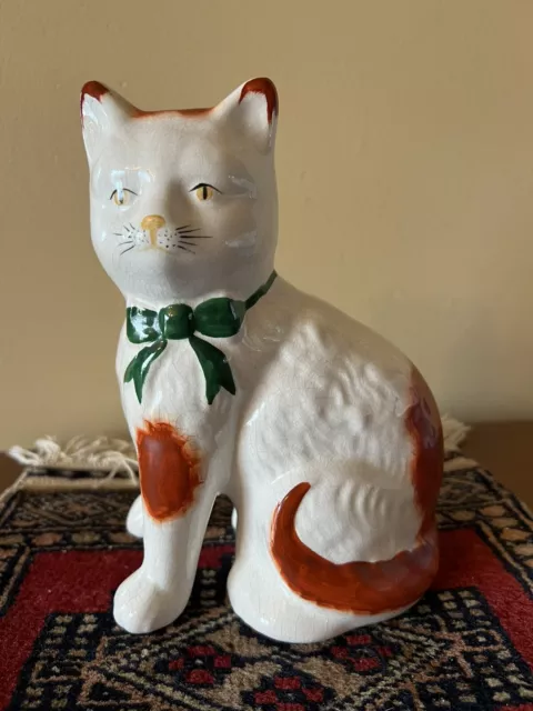 Antique English Victorian Staffordshire Cat Figurine 8”￼