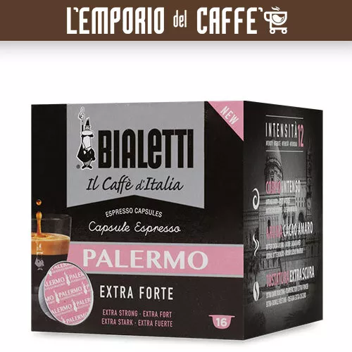 64 Capsules Aluminium I Café D'Italie Bialetti Mélange Palerme Goût Extra Forte