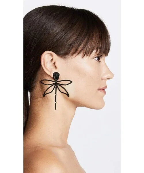 Tory Burch Black Embellished Articulated Dragonfly Earrings, NWT