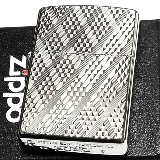 Zippo Oil Lighter Armor Diamante Double Sided White Nickel Silver NEW From Japan