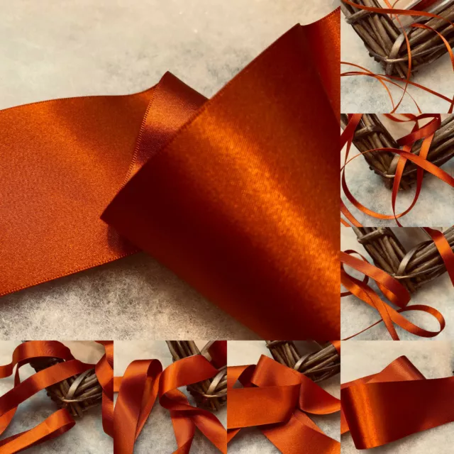 Berisfords ECO FRIENDLY Shade 55 Rust Double Satin Ribbon Choice of  Widths