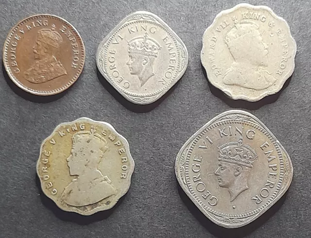 LOT Anna 5 x India Coins - 1/12, 1/2, 1 x2, 2 Anna's.