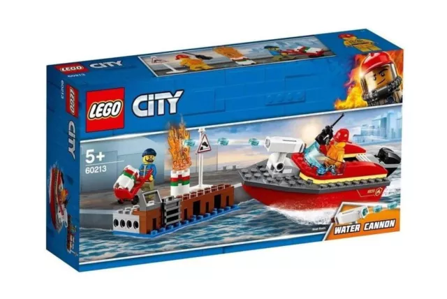 LEGO City Dock Side Fire 60213 Boat Firefighter Water Cannon NEW SEALED RETIRED