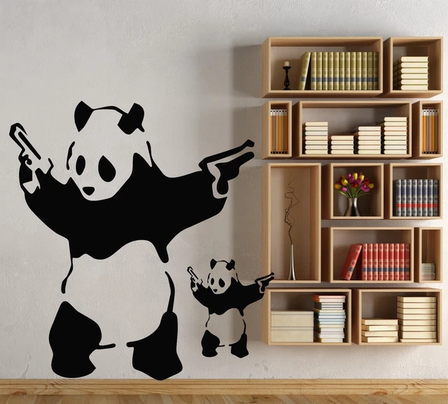 LARGE BANKSY PANDA Art Bedroom Wall Mural Stencil Sticker Transfer
