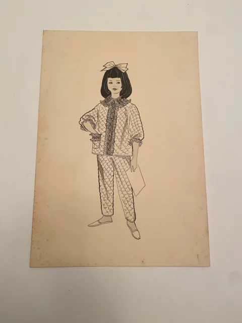 K) Vintage Gimbel Brothers Dept Store 1960s Child's Pajama Set Fashion Drawing
