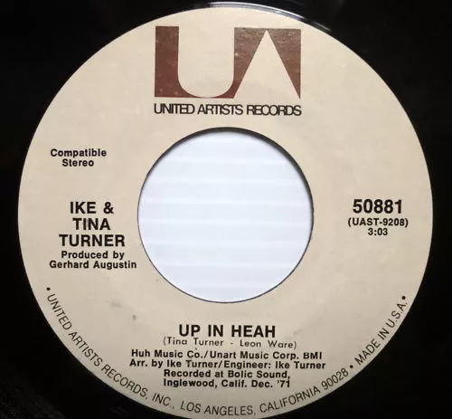 IKE & TINA TURNER 45 Doo Wah Ditty Got To Get Ta b/w Up in Heah UA Label MINT 2