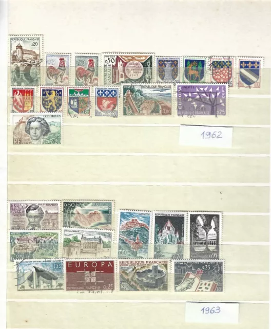 Lot de timbres gommés des années 1960 (160 unités) cote 57€; 7 scans. 2