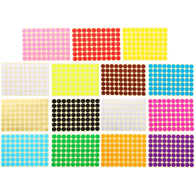 30 SHEETS ROUND Labels Stickers Color Coding Dot Colorful Dots Small £9 ...
