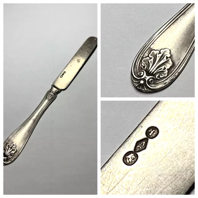 Albert Coles Coin Silver Butter Knife 1850-1860 Leaf Shell Pattern