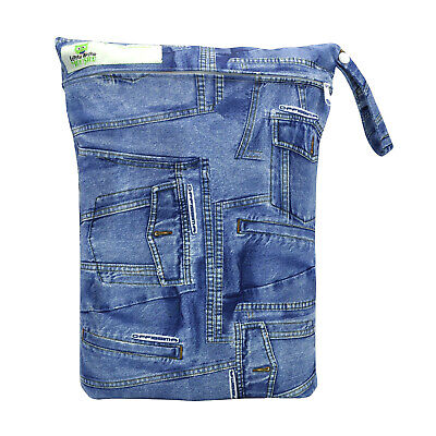 Reusable Baby Cloth Diaper Nappy Wet & Dry Bag Swimmer Denim