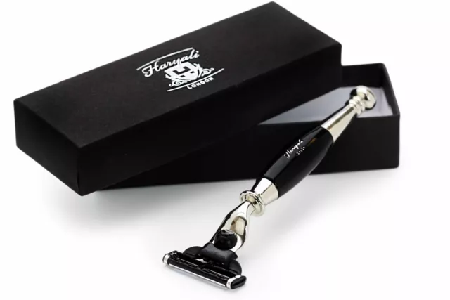 Luxury Mens Razor In Black & Metal Handle With 3 Edge Razor For Best Clean Shave