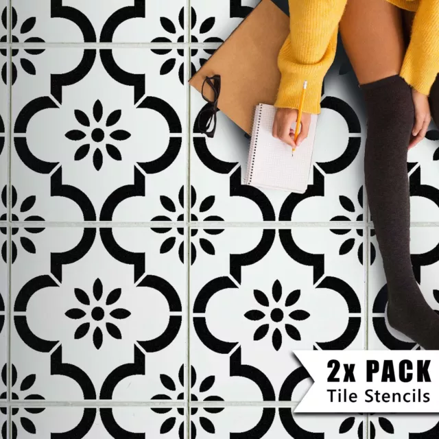 Tile Stencils - Bathroom Kitchen Wall Floor Tiles & Patio Slabs - Jannah