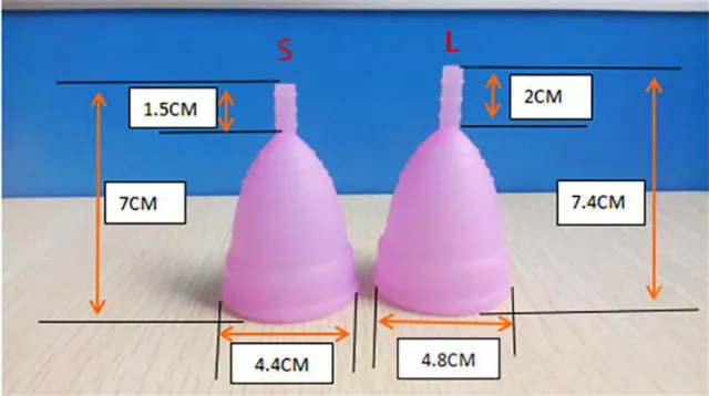 Menstruationstasse-Menstruationsbecher-Menstruationscup-Tampon Silikon Größe S 1 2