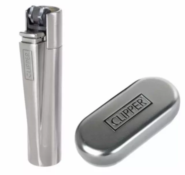 1 x Clipper Silver Full Size Refillable Metal Lighter Brushed Or Shiny 3