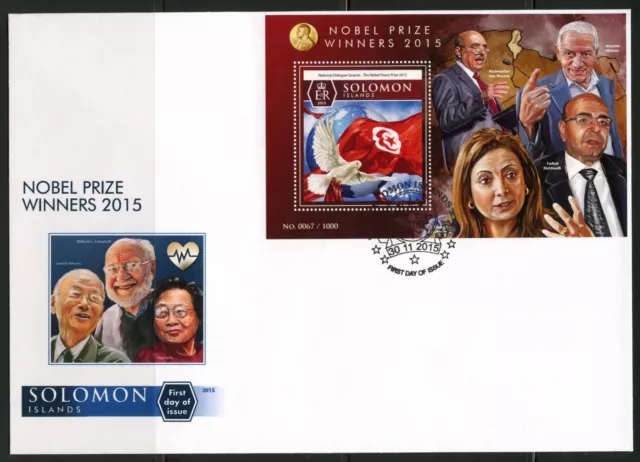 Solomon Inseln 2015 Nobel Preis Winner Peace Nat 'L Dialogue Quartet S/S FDC