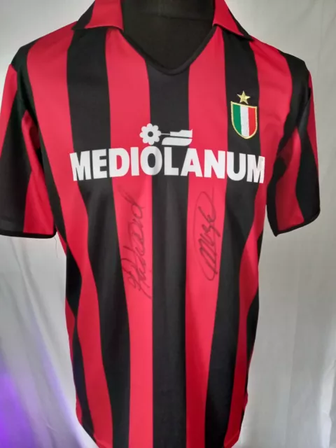 AC Milan 1988 Retro Home Shirt Signed Frank Rijkaard  Marco Van Basten