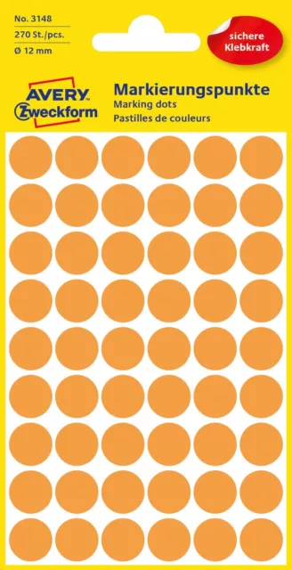 Avery Zweckform 3147 Marking dots 5 Blatt, 270 Etiketten Bright Orange bright or
