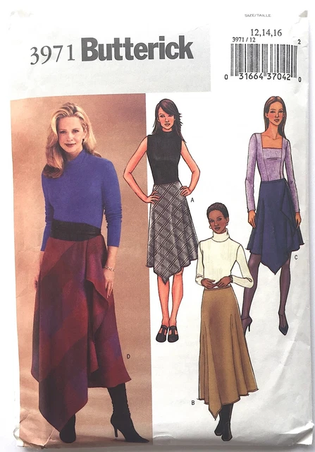 Butterick Pattern 3971 Misses'/Misses' Petite Lagenlook Skirt 12 14 16 UNCUT
