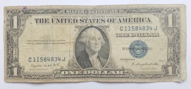 1935 G Blue Seal $1 One Dollar Silver Certificate Bill - Old Paper Money