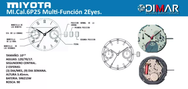 MOVEMENT MIYOTA CAL. 6P25 Multi Funci n. 2EYES 17.18 PicClick UK