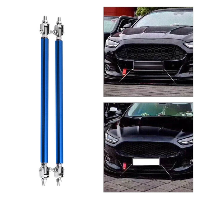 Splitter labbra paraurti anteriore regolabile 15 cm puntone asta cravatta barra di supporto blu