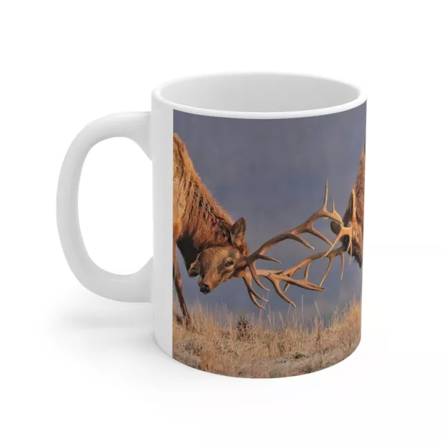 Bull Elk Rut Morning Sparring Fight Battle Rocky Mtn Ceramic Mug 11oz Antlers