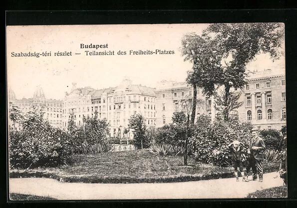 Budapest, Teilansicht des Freiheits-Platzes, Ansichtskarte 1907