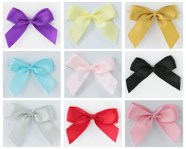 Grosgrain Ribbon Bows 5cm Wide Self Adhesive Sticky Pre-Tied Hair Gift  Crafts