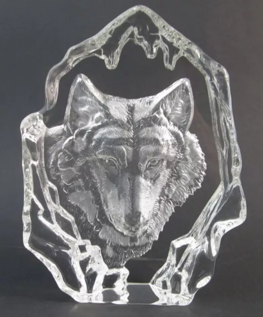 Wolf 3-D Crystal Block-Sculpture  Approx Size 16cm High