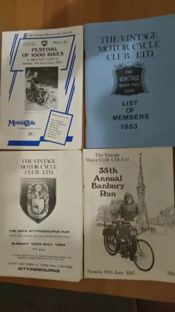 Job Lot Of 4 Vintage Motor Cycle Club Programmes