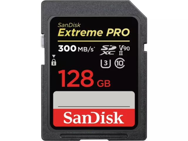 SanDisk 128GB Extreme Pro SDXC UHS-II Memory Card, Speed Up to 300MB/s (SDSDXDK-