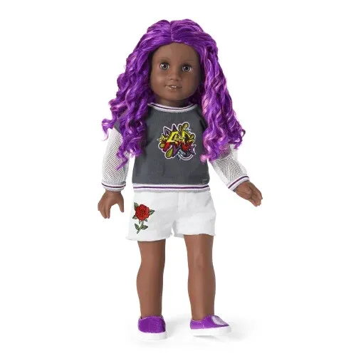 American Girl Truly Me Street Chic # 91 18" Doll + Book No X Nib Purple Hair