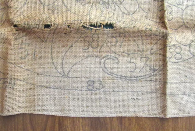 "Patrón de enganche de alfombra vintage, 2 caras, lona de algodón 32"" x 32"